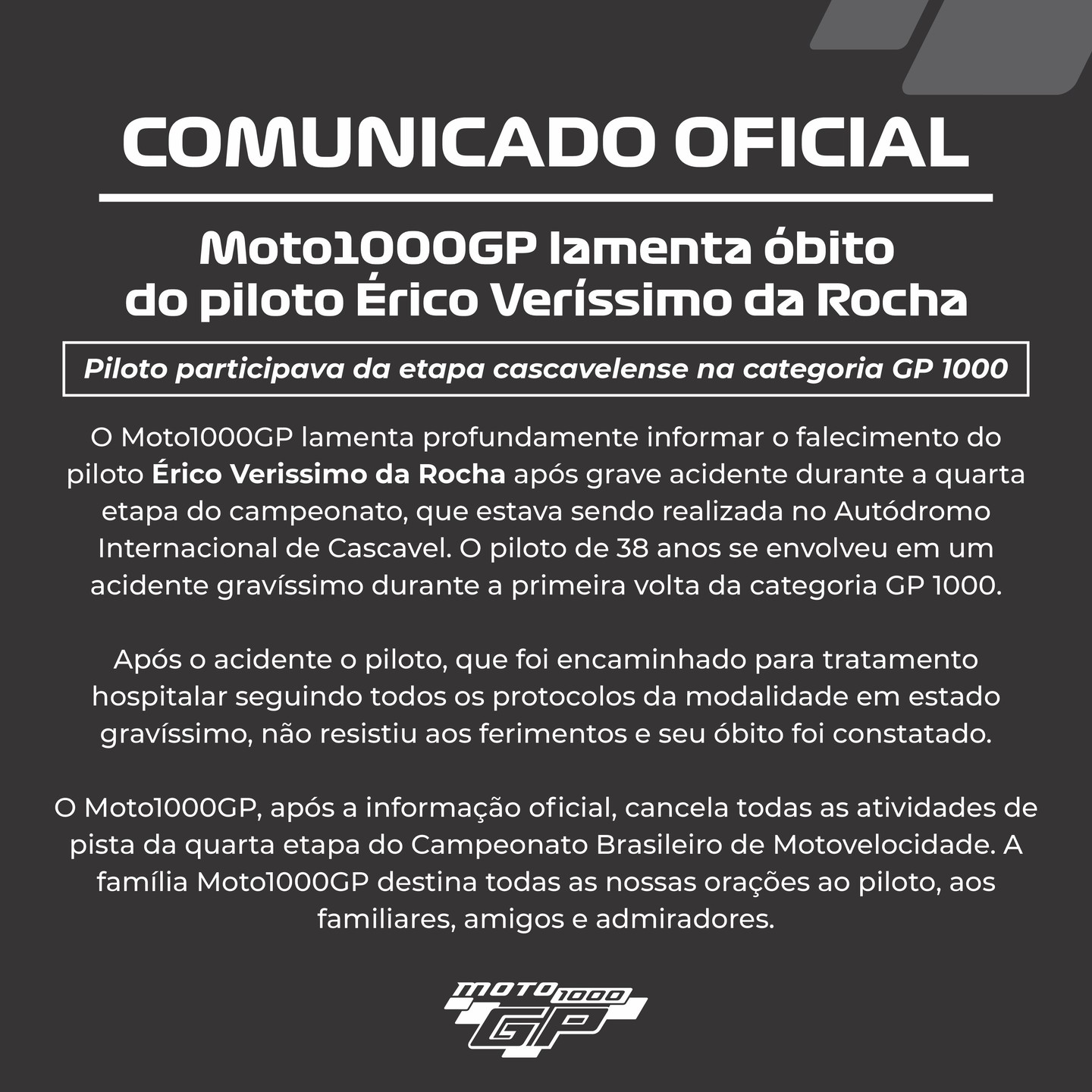 Imagem forte: pilotos morrem após acidente gravíssimo em etapa da Moto 1000  GP no Paraná